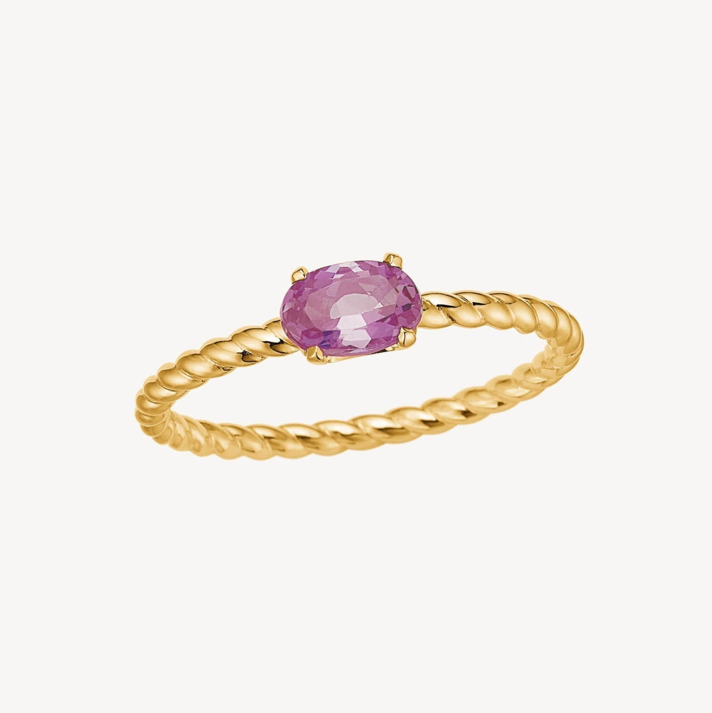 Tresser ring pink safir - 10 kt. guld fra Carré