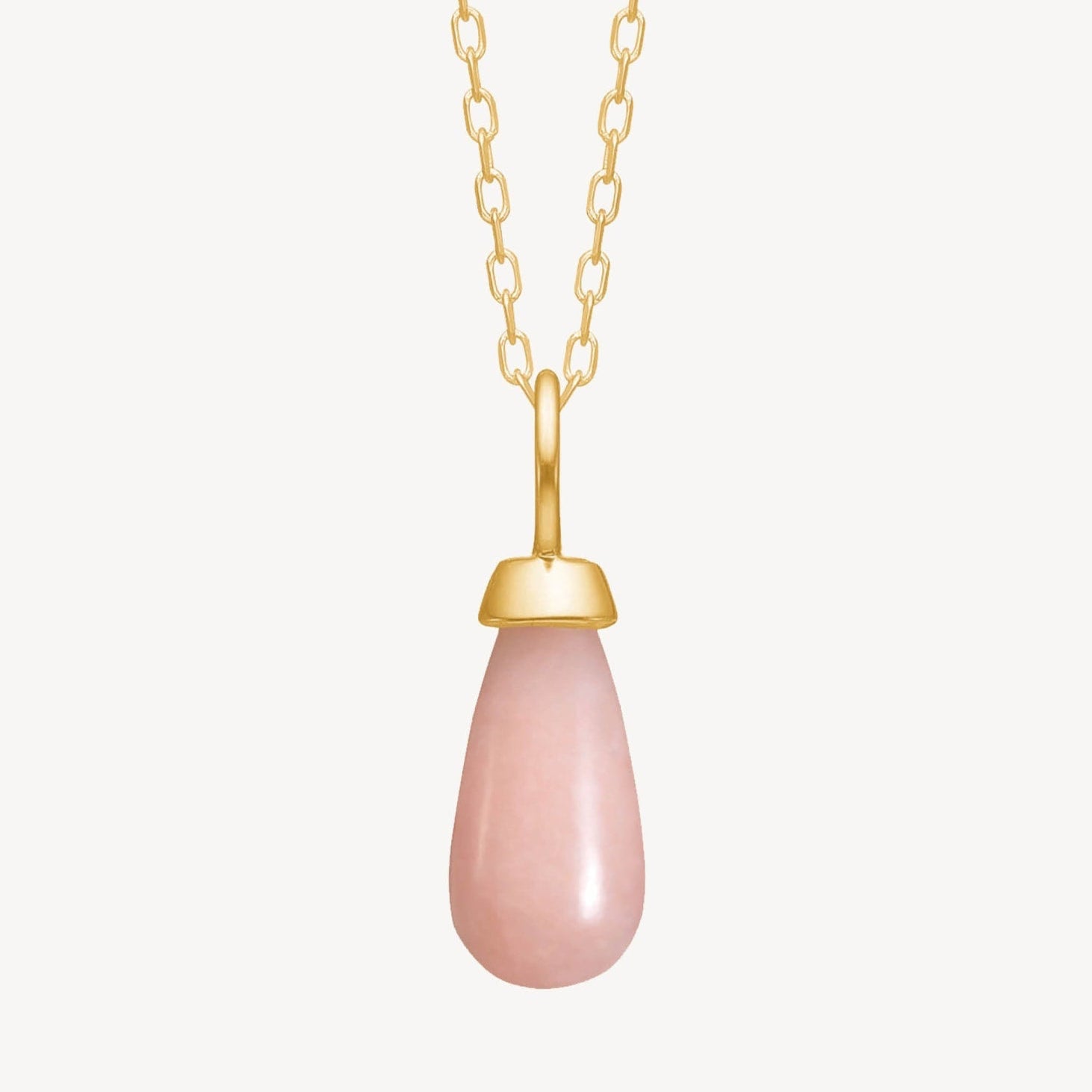 Drop vedhæng pink opal - 10 kt. guld fra Carré